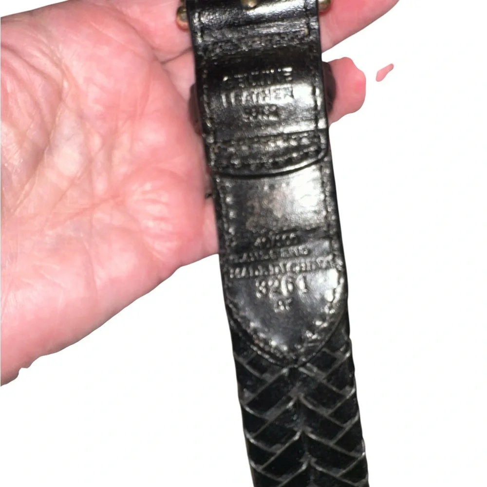 Lands End Black Genuine Leather Braided Laser Cutout #3261 Size 40 Preowned